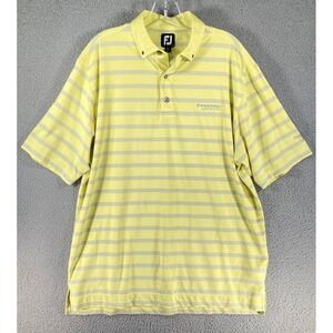 Foot Joy FJ Golf Shirt Men's L Yellow Stripe Firestone Country Club First Energy